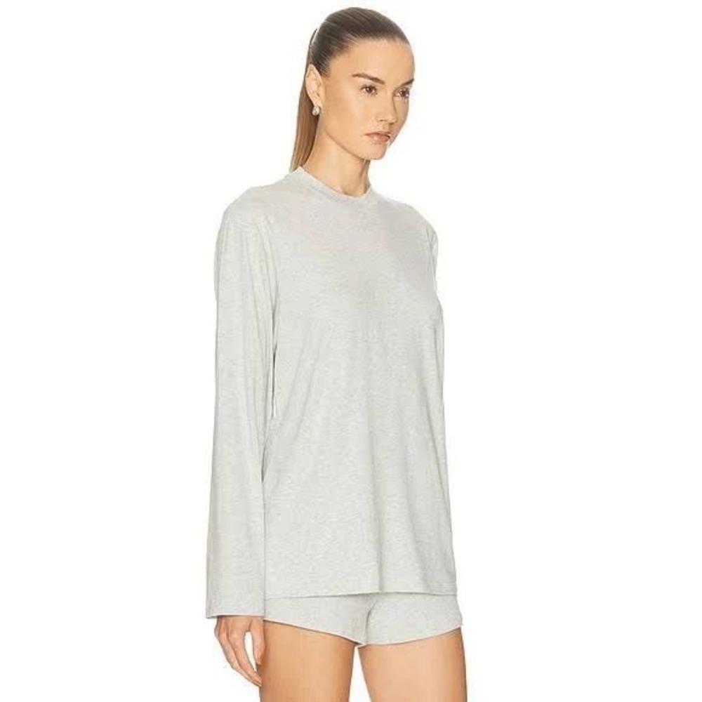 SKIMS Boyfriend Med gray heathered soft long sleeve loose fit layering basics